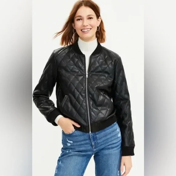 LOFT Black Quilted Women's Bomber Jacket - Picture 6 of 13